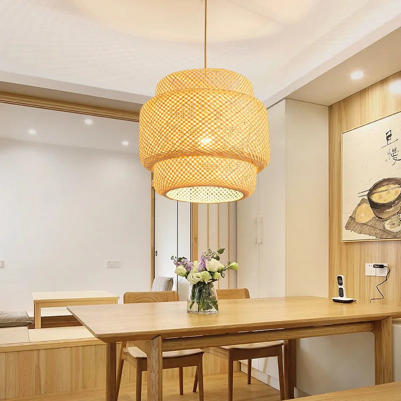 Hand-Knitted Chinese Style Bamboo Pendant Lamp