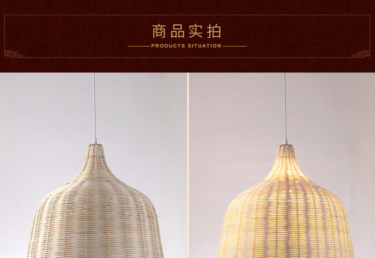 Bamboo Rattan Hanging Pendant Lamp Ceiling Light