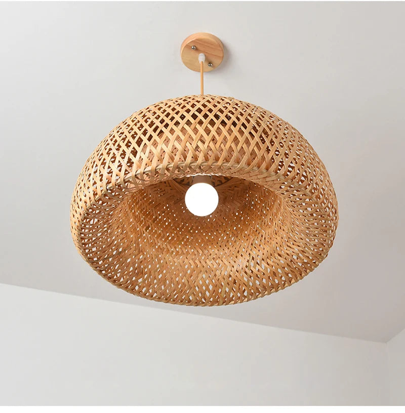 Bamboo Rattan Hanging Pendant Lamp Ceiling Light