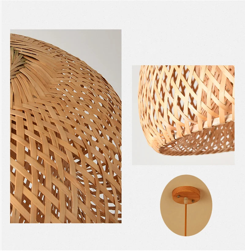 Bamboo Rattan Hanging Pendant Lamp Ceiling Light