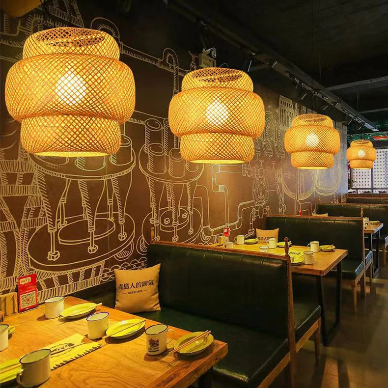 Hand-Knitted Chinese Style Bamboo Pendant Lamp