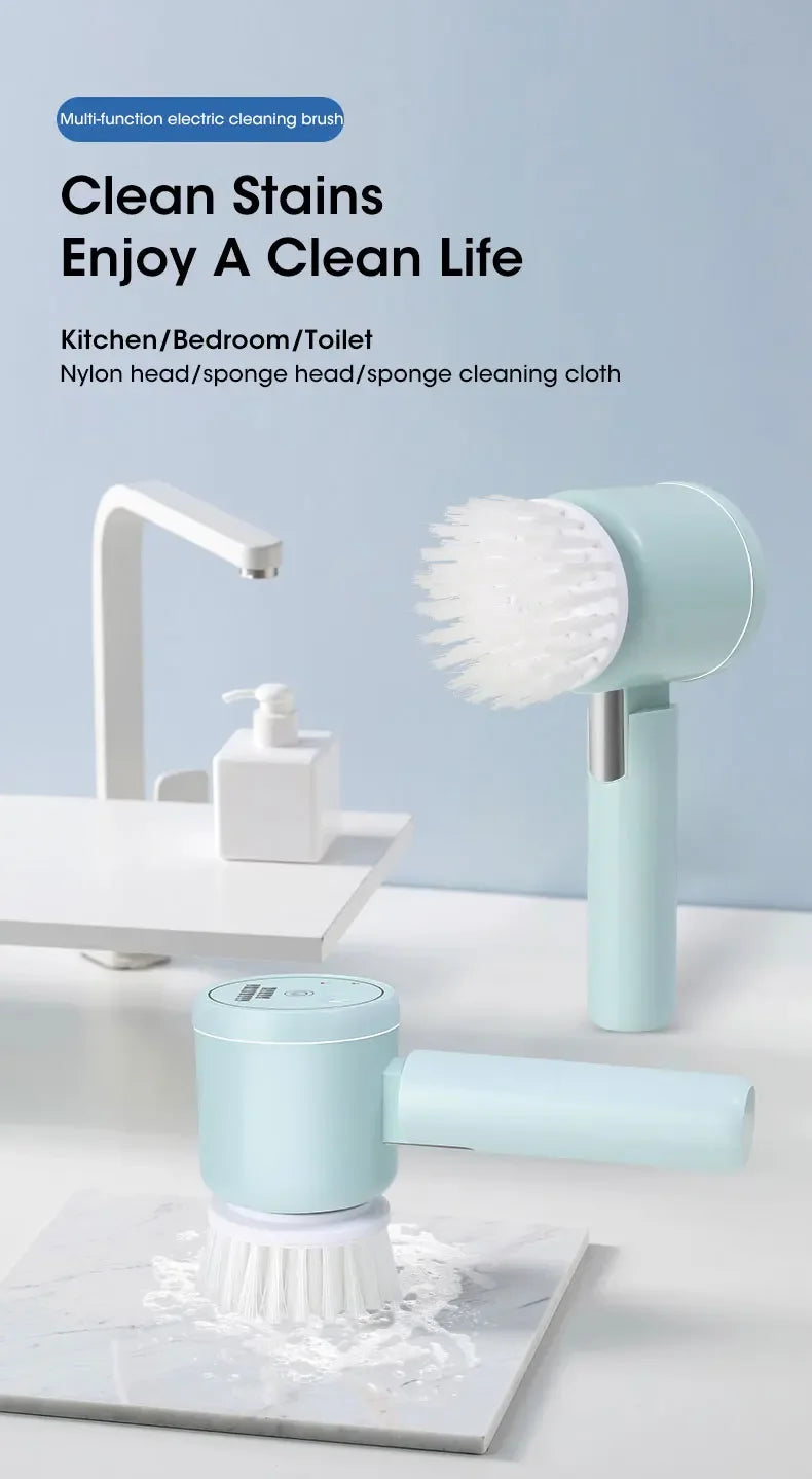 Electric Spin Scrubber with 5 Brush Heads
