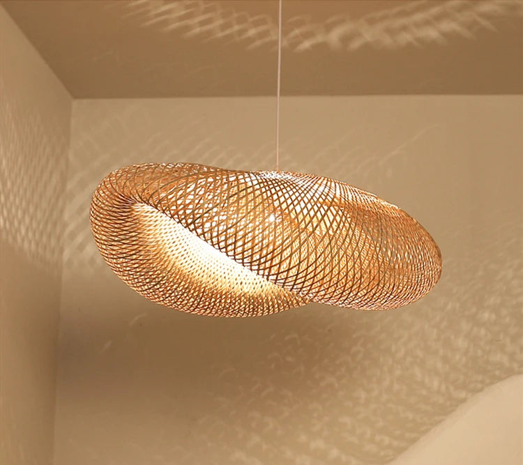 Bamboo Rattan Hanging Pendant Lamp Ceiling Light