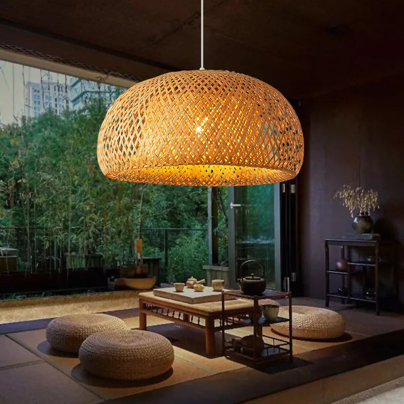 Hand-Knitted Chinese Style Bamboo Weaving Pendant Lamp