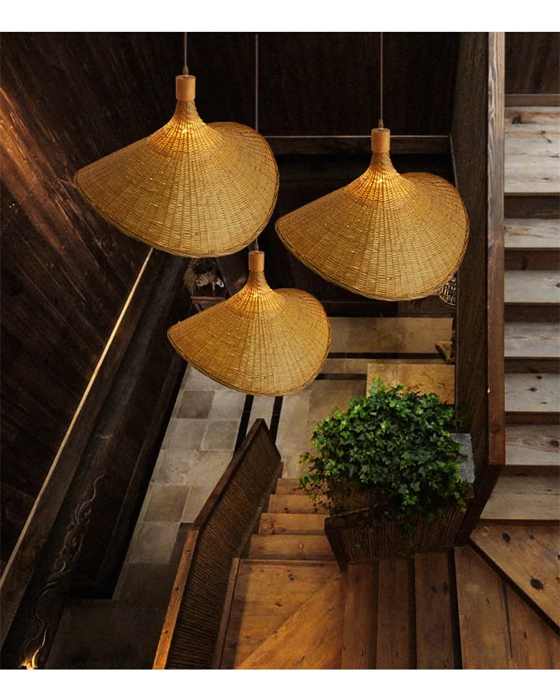 Bamboo Rattan Hanging Pendant Lamp Ceiling Light