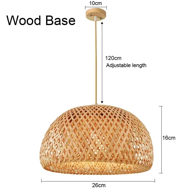 Bamboo Rattan Hanging Pendant Lamp Ceiling Light
