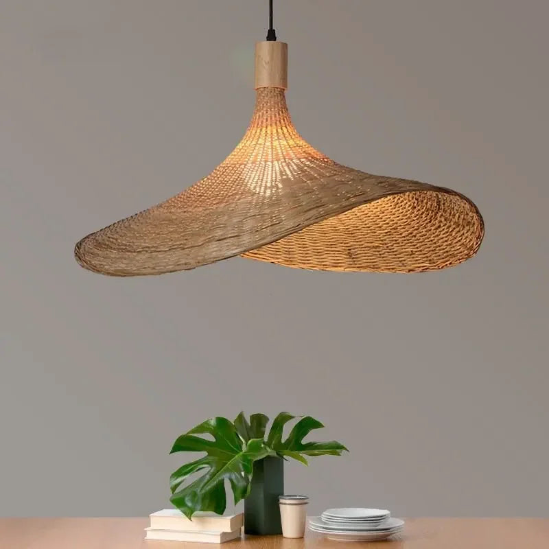 Hand-Knitted Chinese Style Bamboo Weaving Pendant Lamp