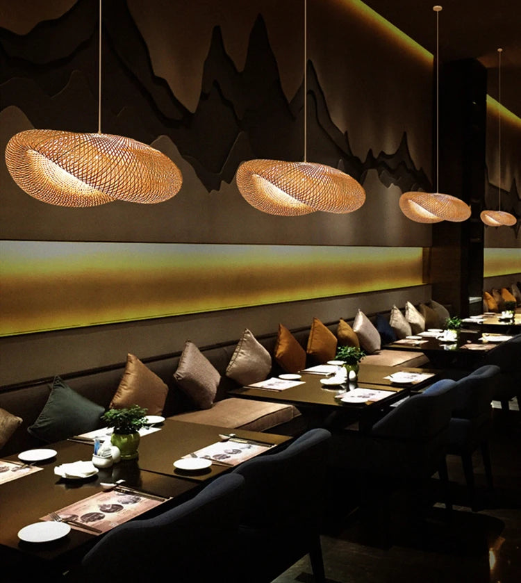 Bamboo Rattan Hanging Pendant Lamp Ceiling Light