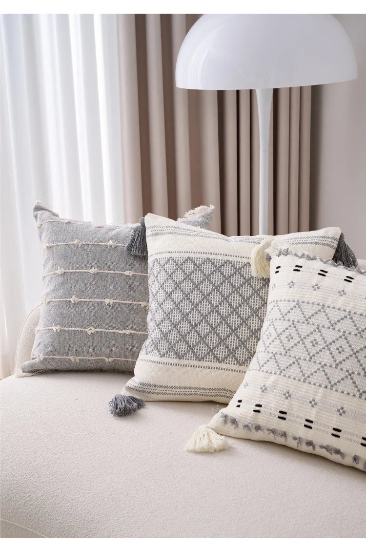 Bohemian Cotton Linen Pillowcase with Tassels