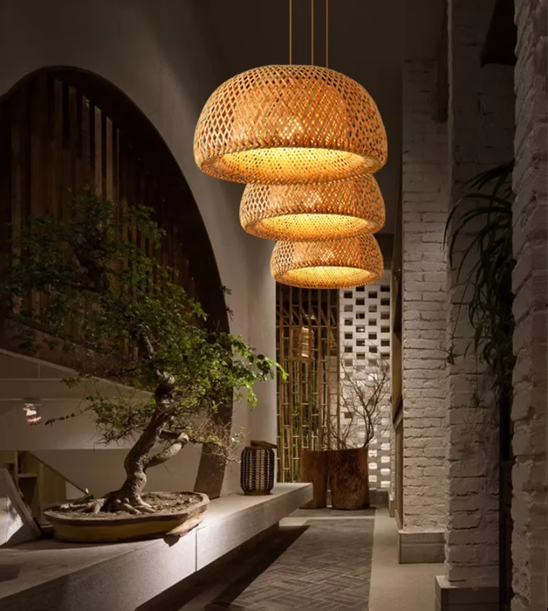 Hand-Knitted Chinese Style Bamboo Pendant Lamp