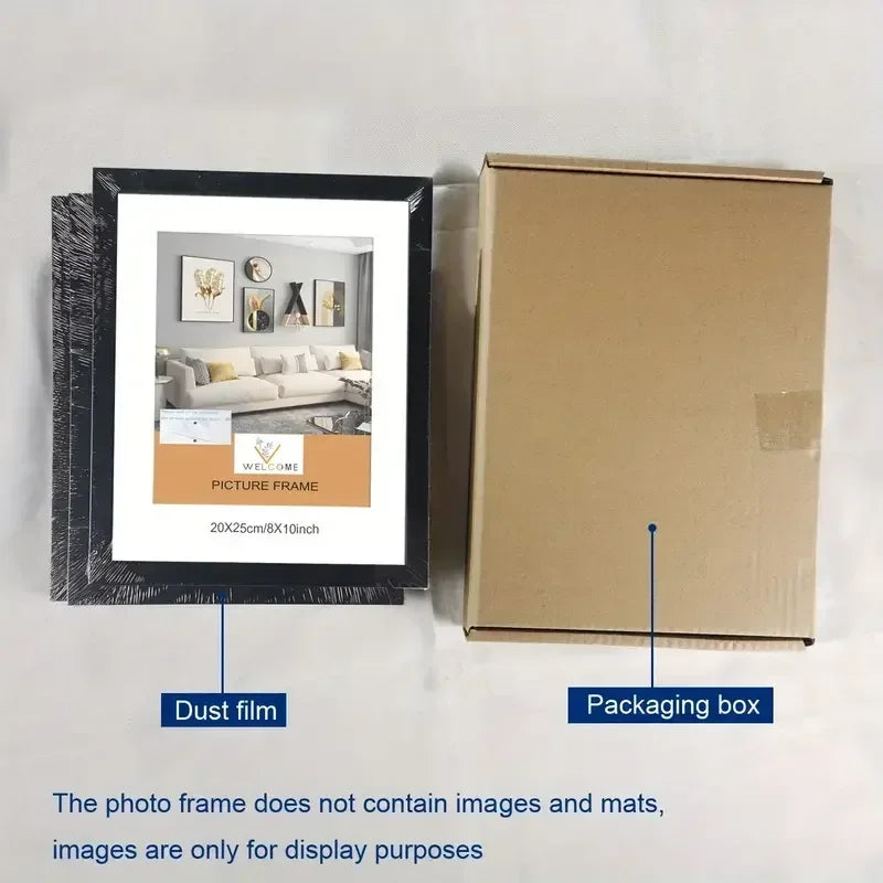 3-Piece Black, White & Apricot Solid Wood Photo Frame Set