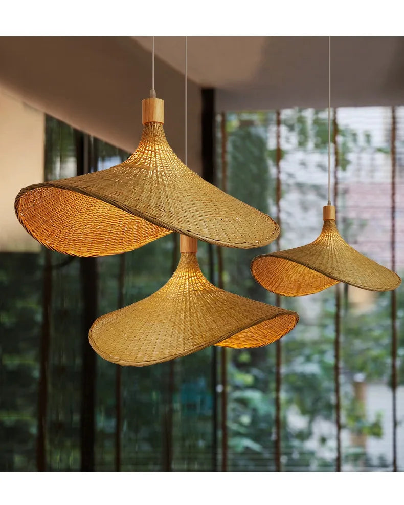Bamboo Rattan Hanging Pendant Lamp Ceiling Light