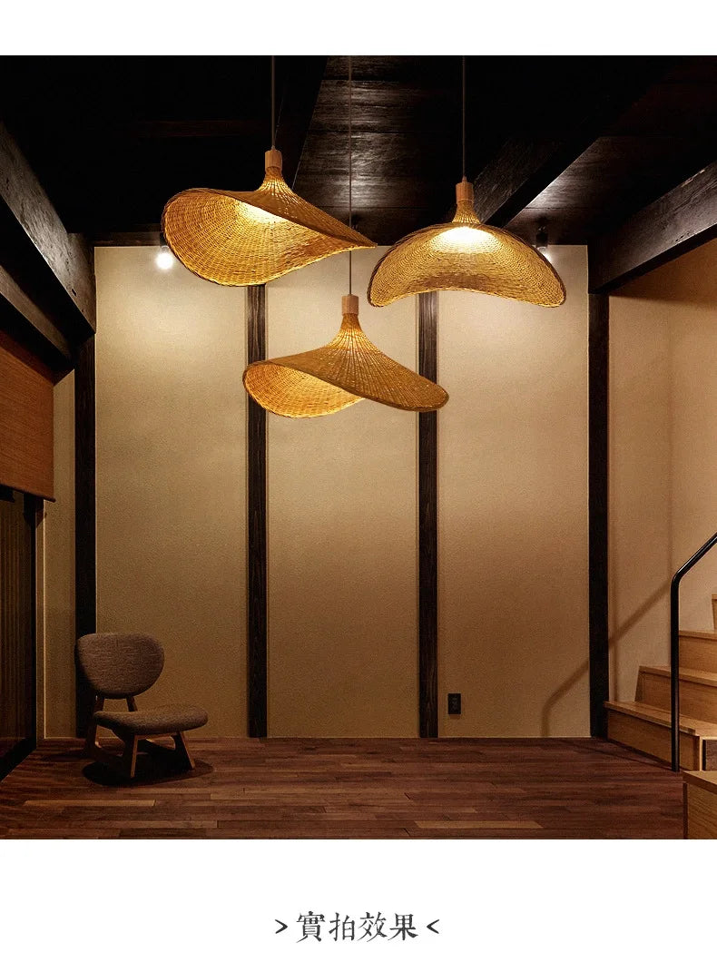Bamboo Rattan Hanging Pendant Lamp Ceiling Light