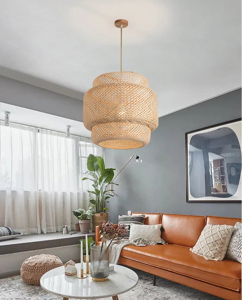 Hand-Knitted Chinese Style Bamboo Pendant Lamp