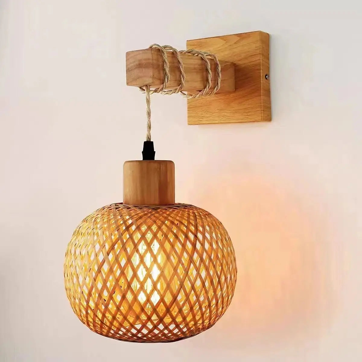 Bamboo Rattan Hanging Pendant Lamp Ceiling Light