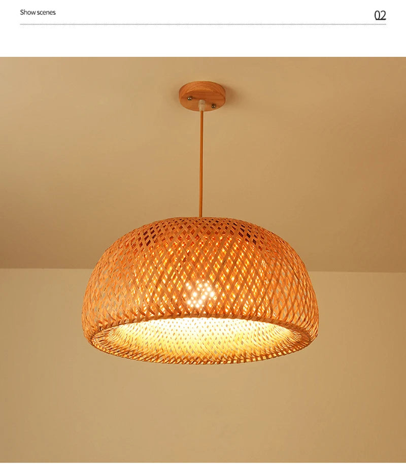 Bamboo Rattan Hanging Pendant Lamp Ceiling Light