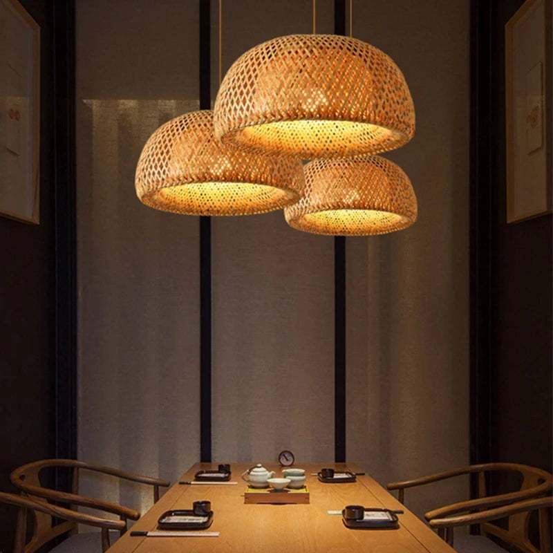 Hand-Knitted Chinese Style Bamboo Pendant Lamp