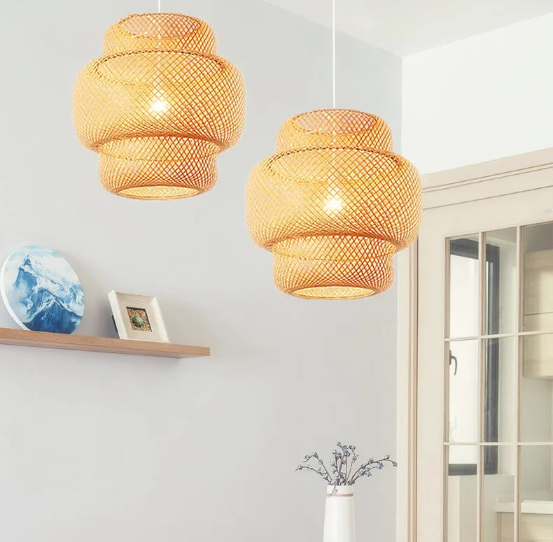 Hand-Knitted Chinese Style Bamboo Pendant Lamp