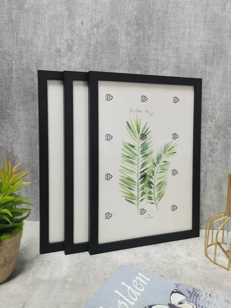 3-Piece Black, White & Apricot Solid Wood Photo Frame Set