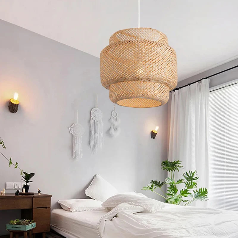 Hand-Knitted Chinese Style Bamboo Weaving Pendant Lamp