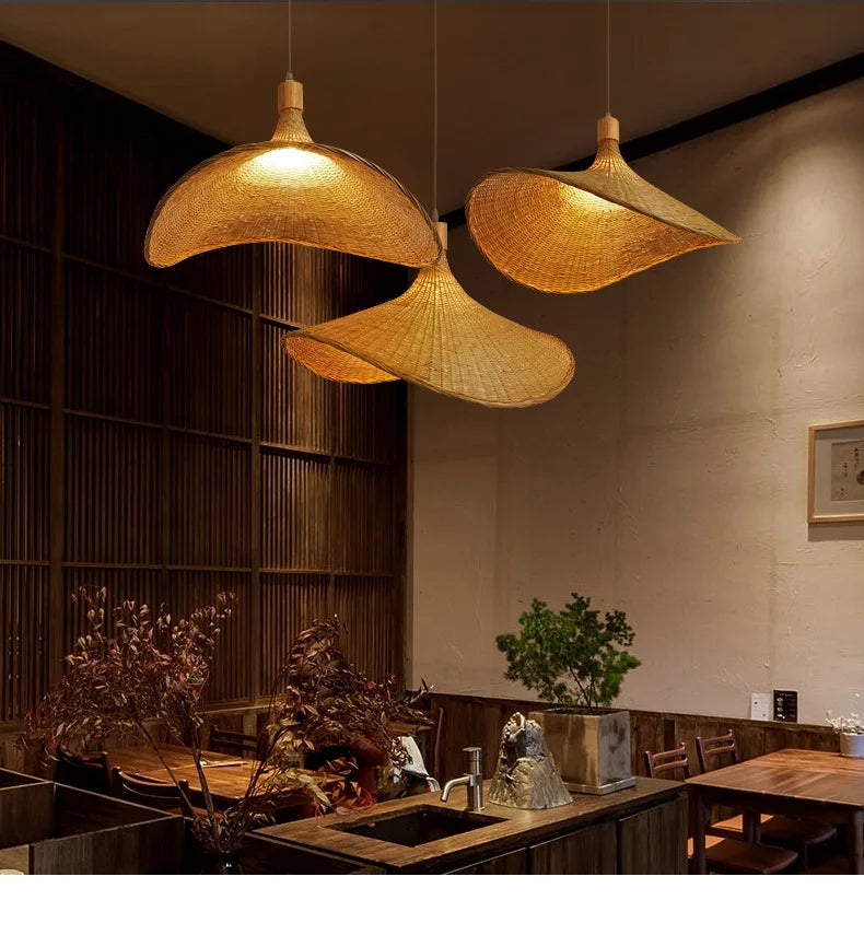 Bamboo Rattan Hanging Pendant Lamp Ceiling Light