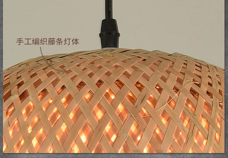 Bamboo Rattan Hanging Pendant Lamp Ceiling Light