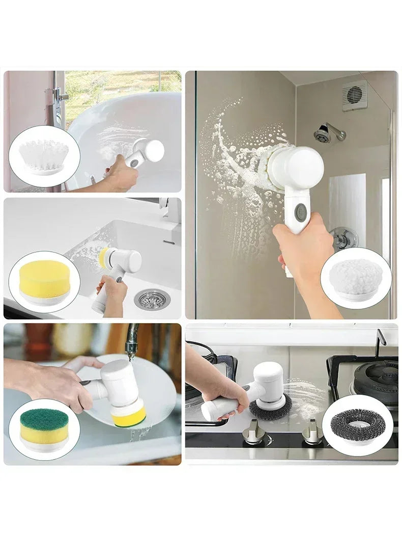 Electric Spin Scrubber with 5 Brush Heads