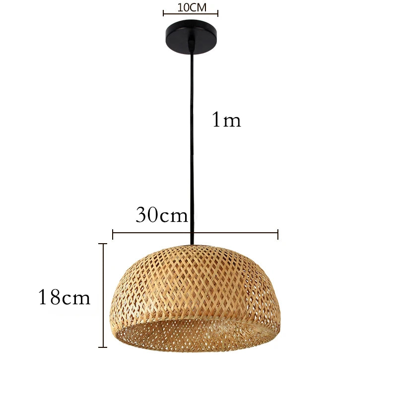 Hand-Knitted Chinese Style Bamboo Weaving Pendant Lamp