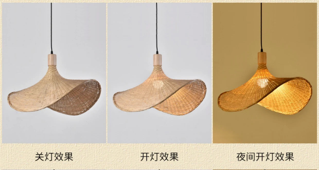 Bamboo Rattan Hanging Pendant Lamp Ceiling Light