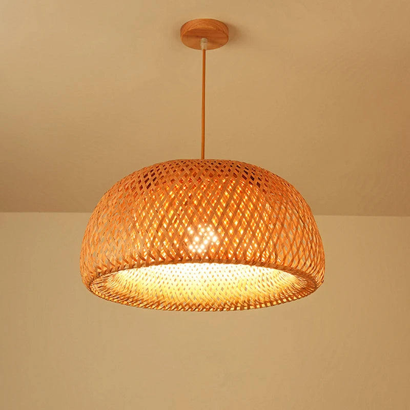 Hand-Knitted Chinese Style Bamboo Weaving Pendant Lamp