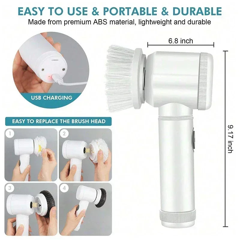 Electric Spin Scrubber with 5 Brush Heads