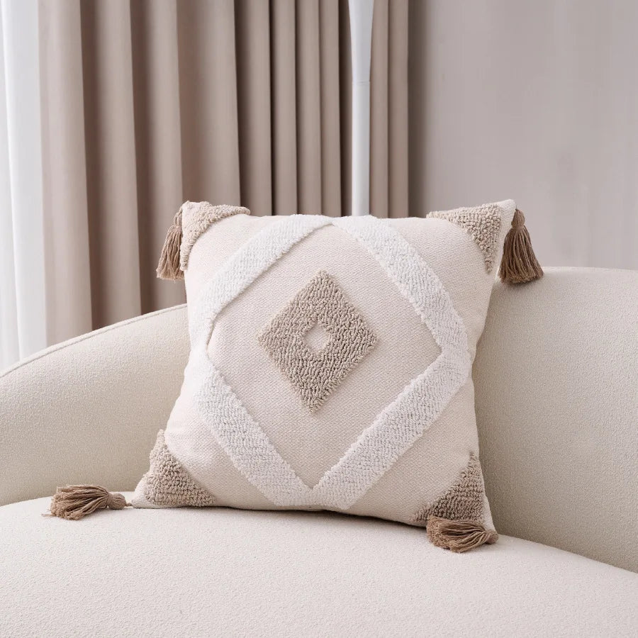 Bohemian Cotton Linen Pillowcase with Tassels