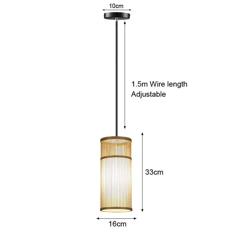 Bamboo Rattan Hanging Pendant Lamp Ceiling Light