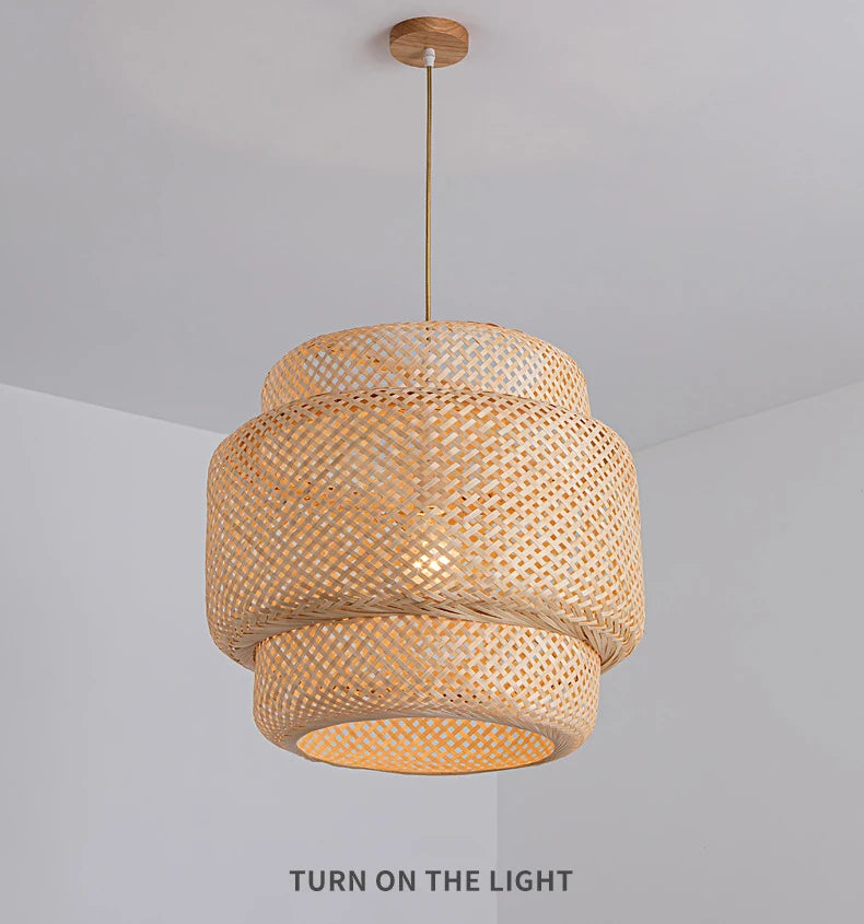 Hand-Knitted Chinese Style Bamboo Pendant Lamp