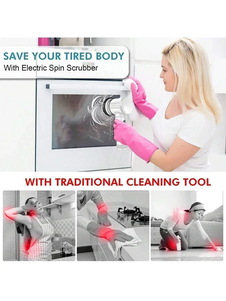 Electric Spin Scrubber with 5 Brush Heads