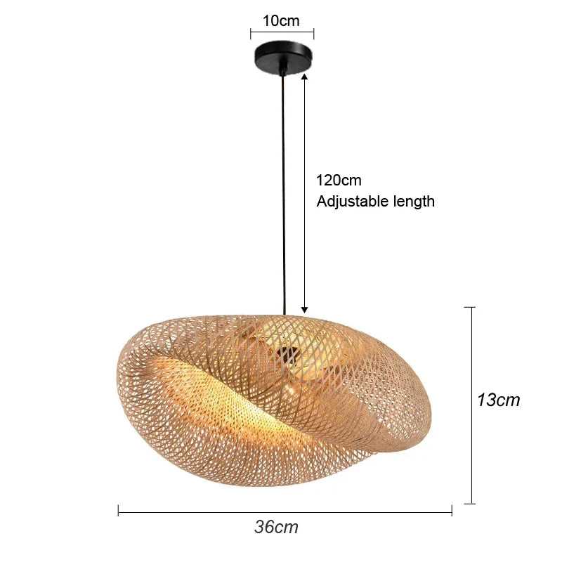 Bamboo Rattan Hanging Pendant Lamp Ceiling Light