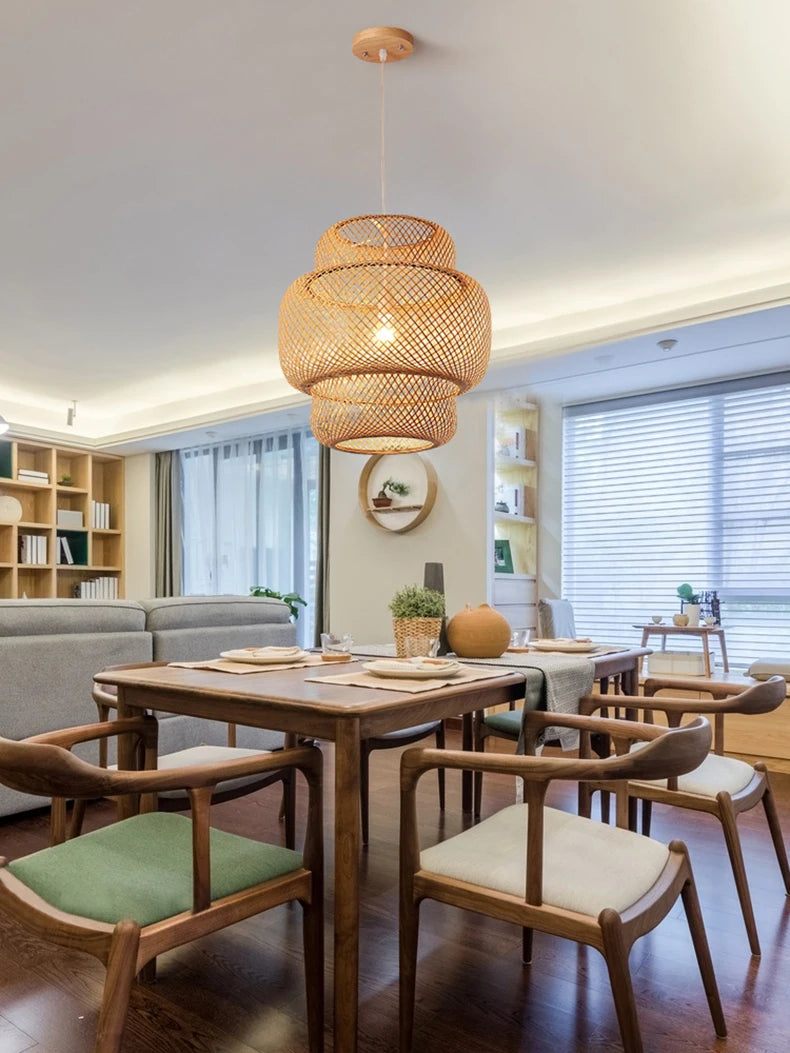 Hand-Knitted Chinese Style Bamboo Pendant Lamp