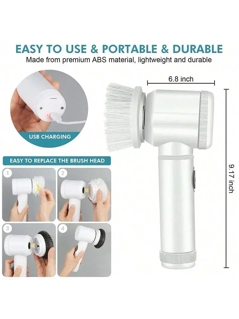 Electric Spin Scrubber with 5 Brush Heads