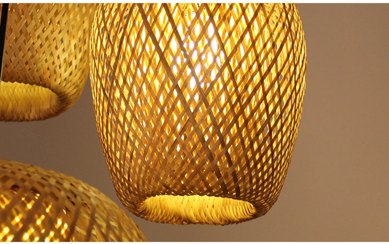 Bamboo Rattan Hanging Pendant Lamp Ceiling Light