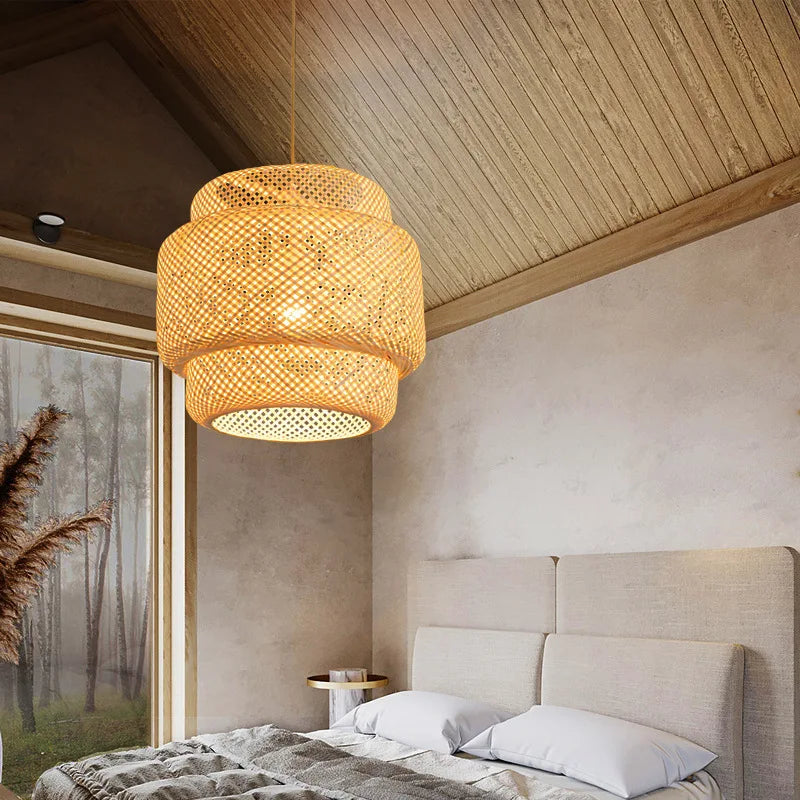 Hand-Knitted Chinese Style Bamboo Pendant Lamp