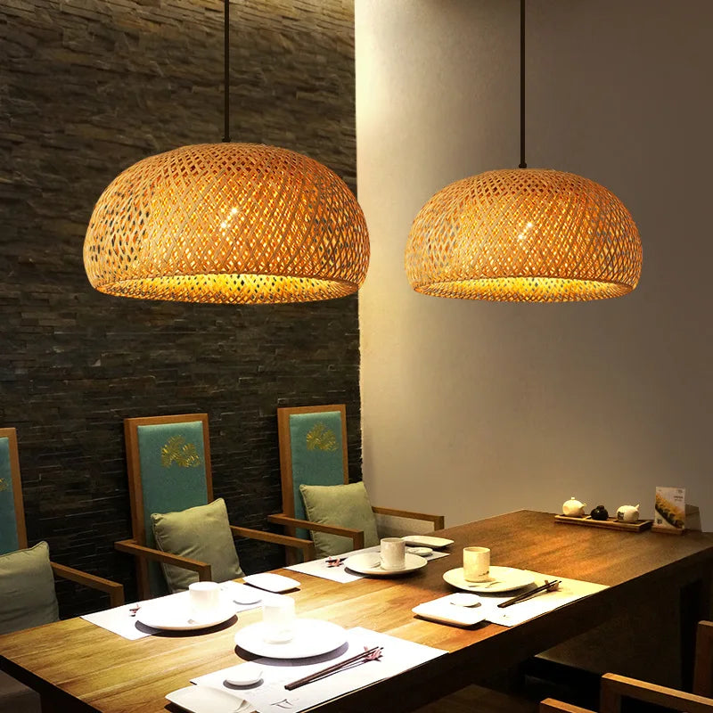 Hand-Knitted Chinese Style Bamboo Pendant Lamp