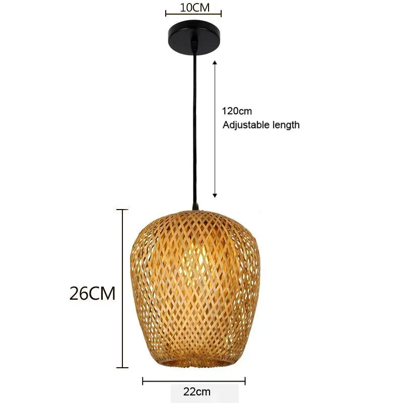 Bamboo Rattan Hanging Pendant Lamp Ceiling Light