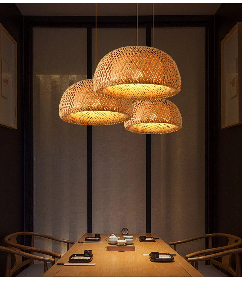 Bamboo Rattan Hanging Pendant Lamp Ceiling Light