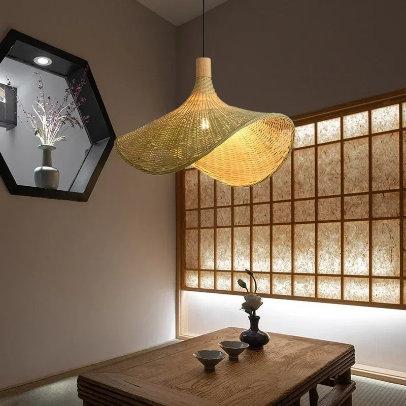 Hand-Knitted Chinese Style Bamboo Weaving Pendant Lamp