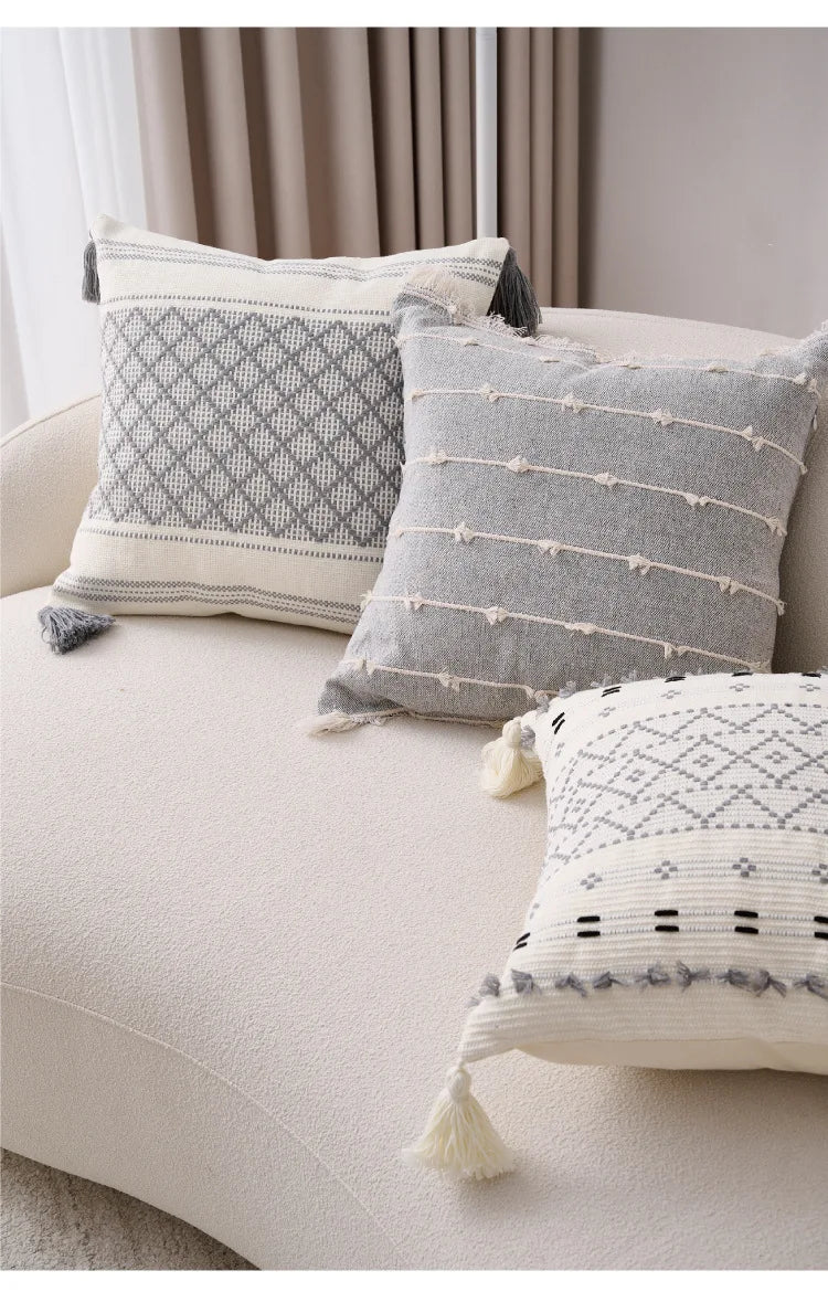 Bohemian Cotton Linen Pillowcase with Tassels