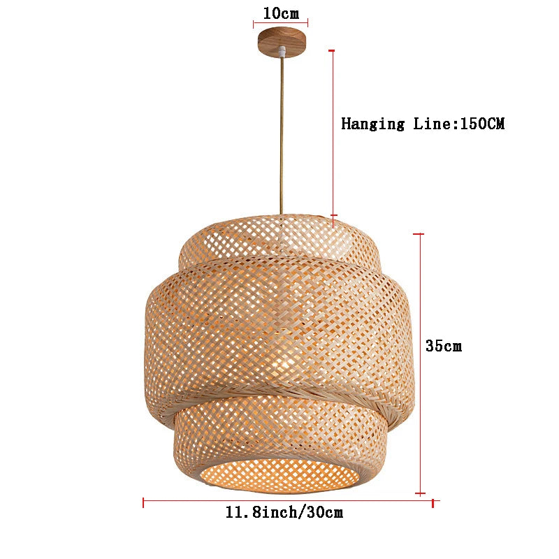 Hand-Knitted Chinese Style Bamboo Pendant Lamp