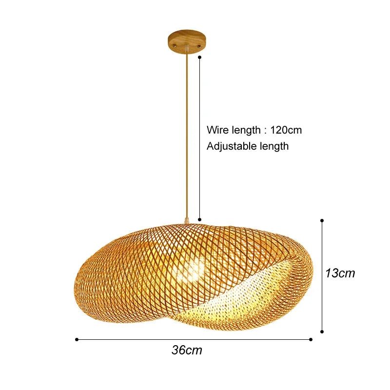 Bamboo Rattan Hanging Pendant Lamp Ceiling Light