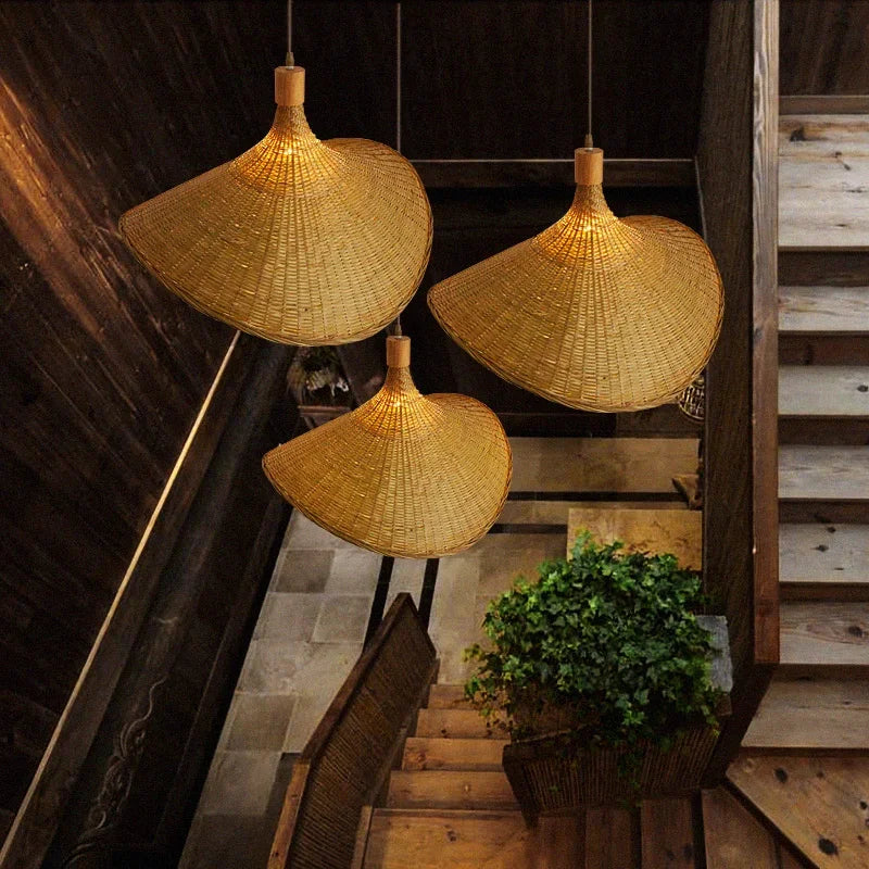 Hand-Knitted Chinese Style Bamboo Weaving Pendant Lamp
