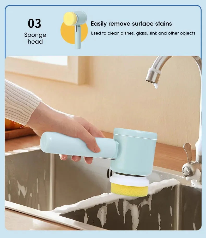 Electric Spin Scrubber with 5 Brush Heads