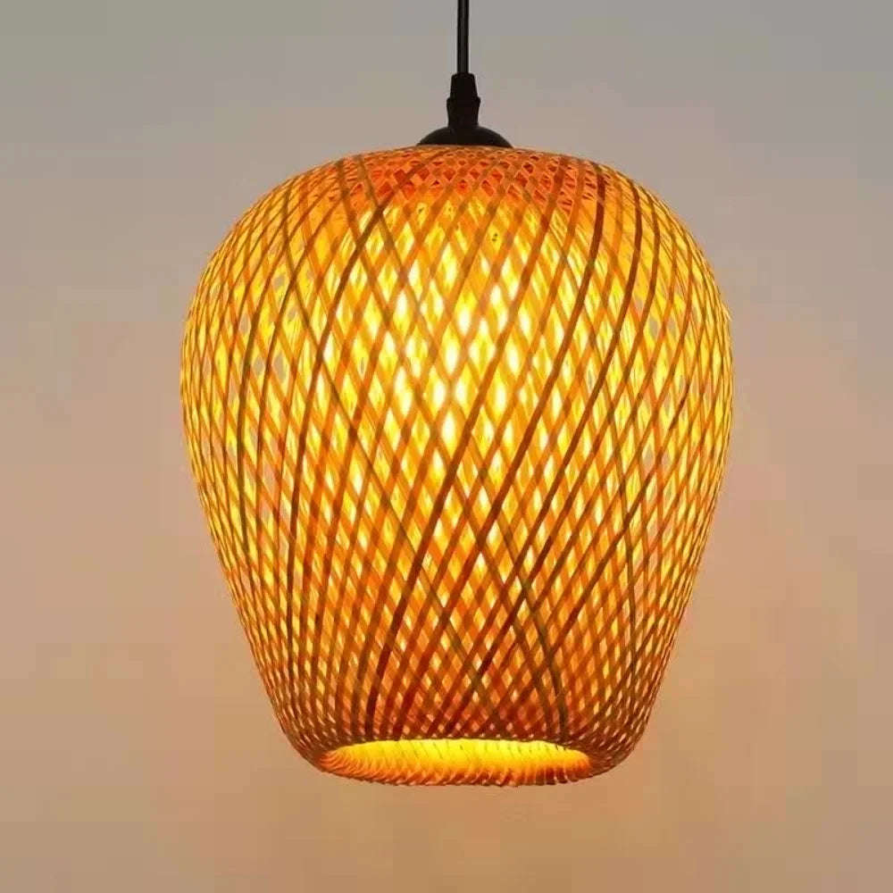 Hand-Knitted Chinese Style Bamboo Weaving Pendant Lamp